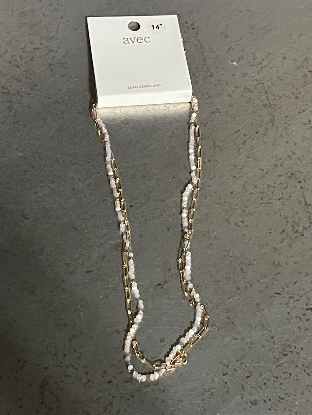 Gold and Light Pink Beaded Double-Strand Necklace